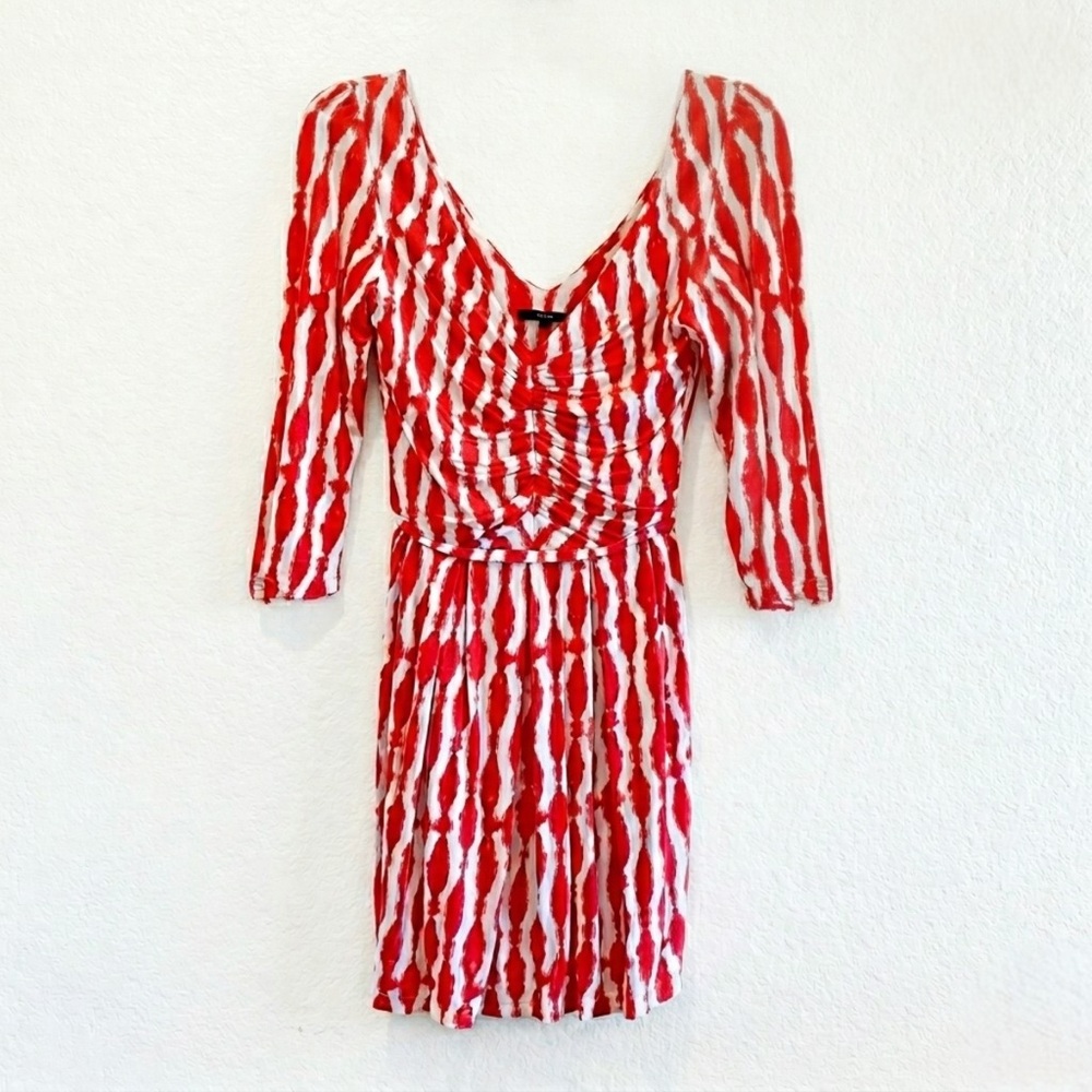 Tart Red and White 3/4 Sleeve Dress